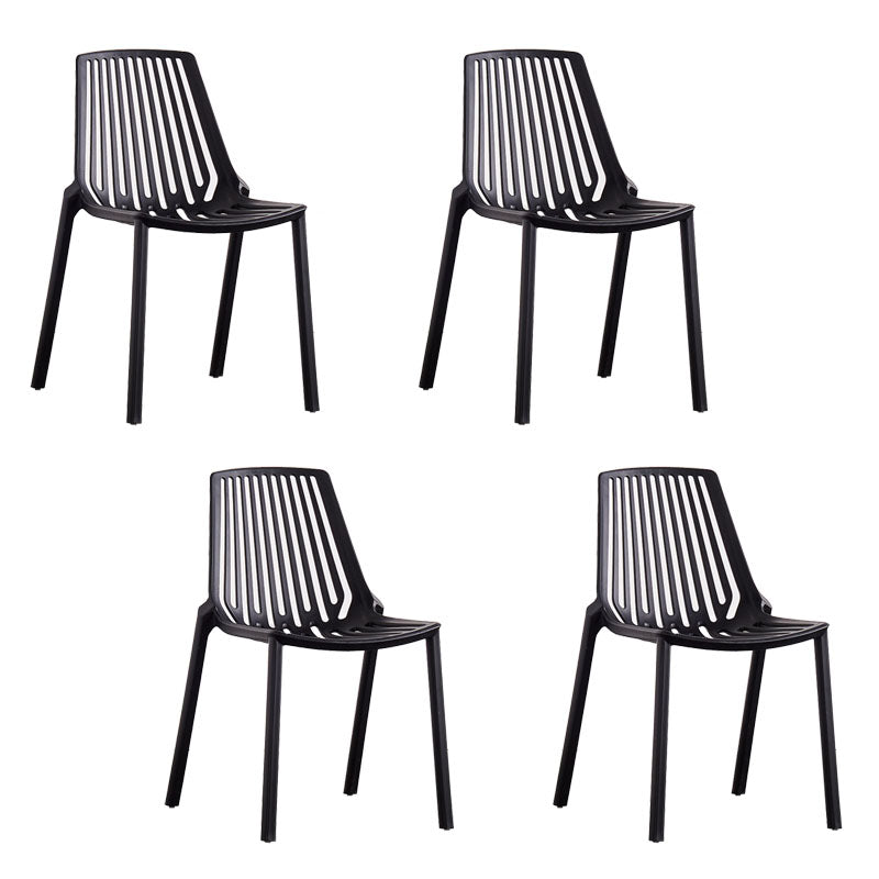 Modern Chairs Dining Stackable Armless Chairs with Plastic Legs for Kitchen Black 4 Piece Set Clearhalo 'Dining Chairs' 'Dining Tables & Seating' 'dining_chair' 'furn' 'furn_dining_chair' 'Furniture' 'furniture_dining_chair' 'Kitchen & Dining Furniture' 4746083