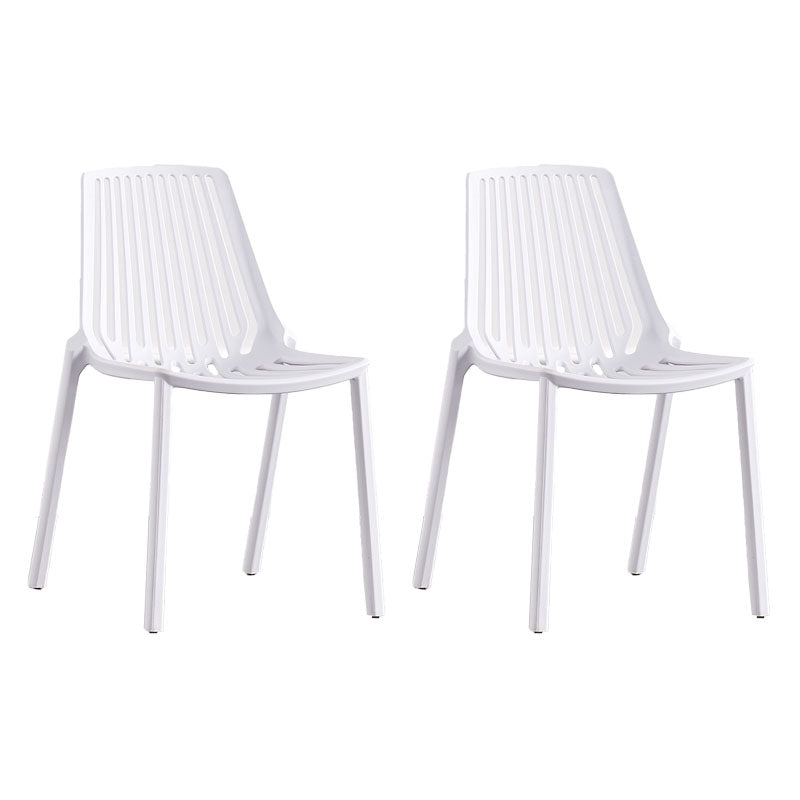Modern Chairs Dining Stackable Armless Chairs with Plastic Legs for Kitchen White 2 Piece Set Clearhalo 'Dining Chairs' 'Dining Tables & Seating' 'dining_chair' 'furn' 'furn_dining_chair' 'Furniture' 'furniture_dining_chair' 'Kitchen & Dining Furniture' 4746089