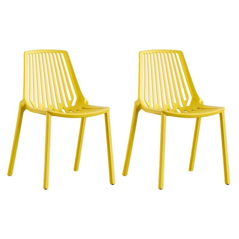 Modern Chairs Dining Stackable Armless Chairs with Plastic Legs for Kitchen Yellow 2 Piece Set Clearhalo 'Dining Chairs' 'Dining Tables & Seating' 'dining_chair' 'furn' 'furn_dining_chair' 'Furniture' 'furniture_dining_chair' 'Kitchen & Dining Furniture' 4746097