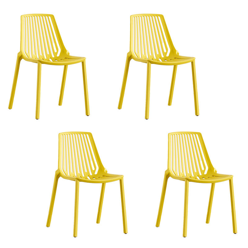 Modern Chairs Dining Stackable Armless Chairs with Plastic Legs for Kitchen Yellow 4 Piece Set Clearhalo 'Dining Chairs' 'Dining Tables & Seating' 'dining_chair' 'furn' 'furn_dining_chair' 'Furniture' 'furniture_dining_chair' 'Kitchen & Dining Furniture' 4746100