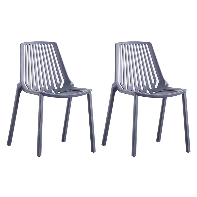 Modern Chairs Dining Stackable Armless Chairs with Plastic Legs for Kitchen Grey 2 Piece Set Clearhalo 'Dining Chairs' 'Dining Tables & Seating' 'dining_chair' 'furn' 'furn_dining_chair' 'Furniture' 'furniture_dining_chair' 'Kitchen & Dining Furniture' 4746106