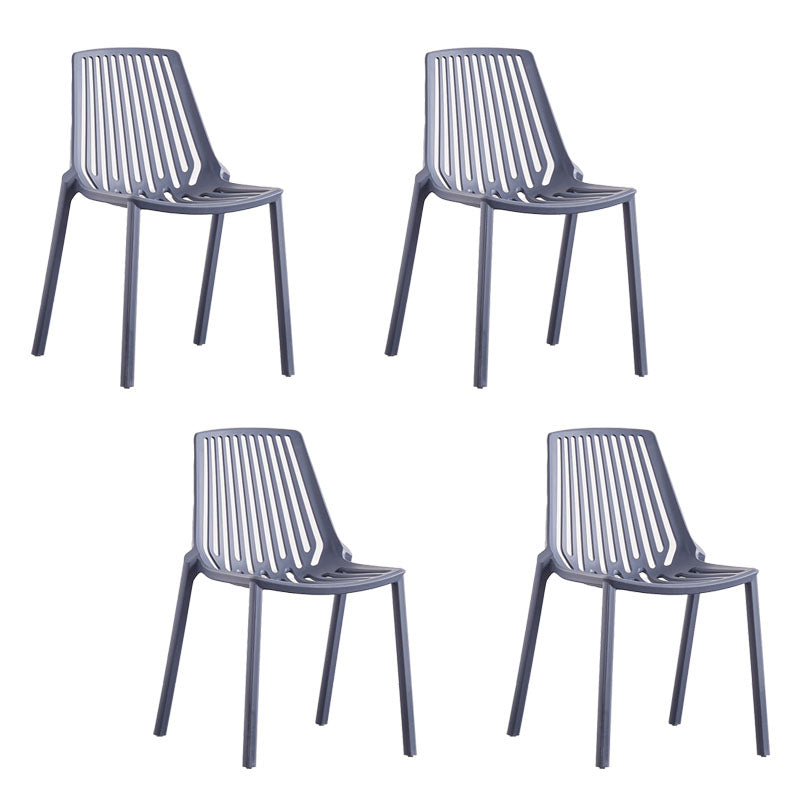 Modern Chairs Dining Stackable Armless Chairs with Plastic Legs for Kitchen Grey 4 Piece Set Clearhalo 'Dining Chairs' 'Dining Tables & Seating' 'dining_chair' 'furn' 'furn_dining_chair' 'Furniture' 'furniture_dining_chair' 'Kitchen & Dining Furniture' 4746108