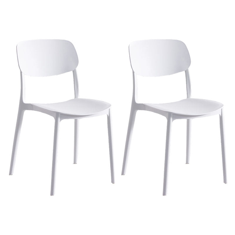 Contemporary Stackable Chair Dining Open Back Armless Chairs with Plastic Legs White 2 Piece Set Clearhalo 'Dining Chairs' 'Dining Tables & Seating' 'dining_chair' 'furn' 'furn_dining_chair' 'Furniture' 'furniture_dining_chair' 'Kitchen & Dining Furniture' 4746114