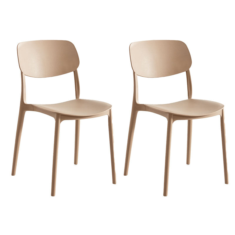 Contemporary Stackable Chair Dining Open Back Armless Chairs with Plastic Legs Khaki 2 Piece Set Clearhalo 'Dining Chairs' 'Dining Tables & Seating' 'dining_chair' 'furn' 'furn_dining_chair' 'Furniture' 'furniture_dining_chair' 'Kitchen & Dining Furniture' 4746118