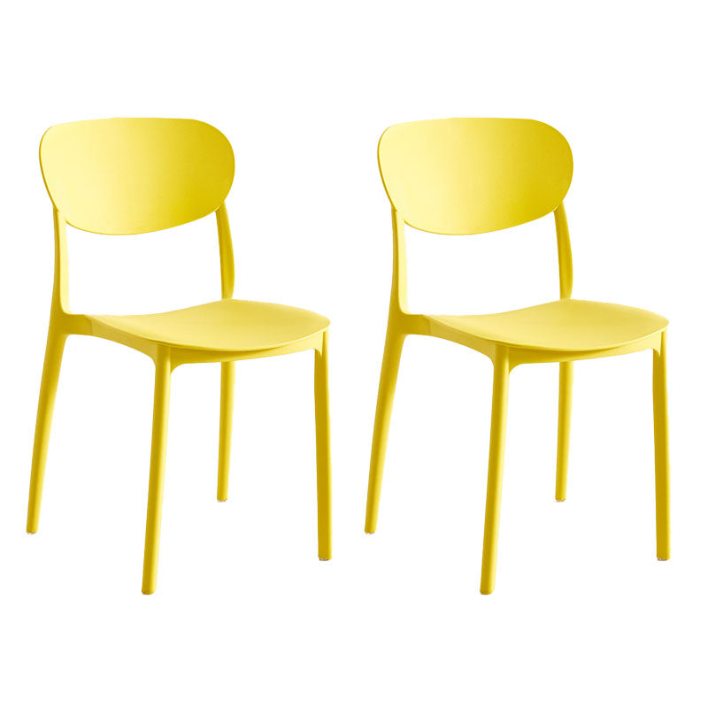 Contemporary Stackable Chair Dining Open Back Armless Chairs with Plastic Legs Yellow 2 Piece Set Clearhalo 'Dining Chairs' 'Dining Tables & Seating' 'dining_chair' 'furn' 'furn_dining_chair' 'Furniture' 'furniture_dining_chair' 'Kitchen & Dining Furniture' 4746122