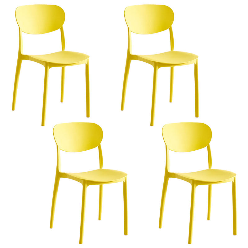 Contemporary Stackable Chair Dining Open Back Armless Chairs with Plastic Legs Yellow 4 Piece Set Clearhalo 'Dining Chairs' 'Dining Tables & Seating' 'dining_chair' 'furn' 'furn_dining_chair' 'Furniture' 'furniture_dining_chair' 'Kitchen & Dining Furniture' 4746124