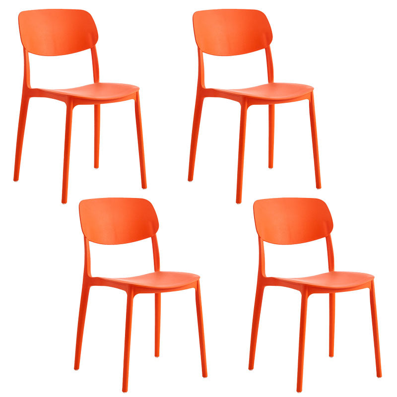 Contemporary Stackable Chair Dining Open Back Armless Chairs with Plastic Legs Orange 4 Piece Set Clearhalo 'Dining Chairs' 'Dining Tables & Seating' 'dining_chair' 'furn' 'furn_dining_chair' 'Furniture' 'furniture_dining_chair' 'Kitchen & Dining Furniture' 4746128