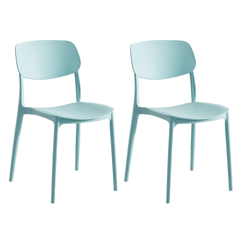 Contemporary Stackable Chair Dining Open Back Armless Chairs with Plastic Legs Light Green 2 Piece Set Clearhalo 'Dining Chairs' 'Dining Tables & Seating' 'dining_chair' 'furn' 'furn_dining_chair' 'Furniture' 'furniture_dining_chair' 'Kitchen & Dining Furniture' 4746133
