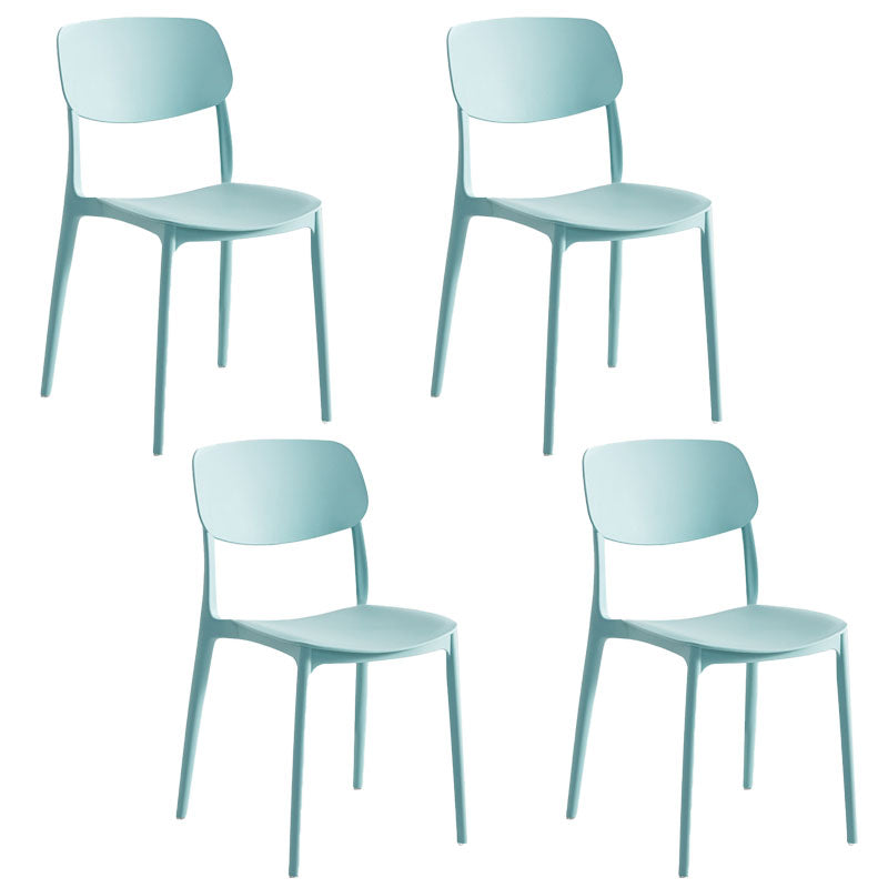 Contemporary Stackable Chair Dining Open Back Armless Chairs with Plastic Legs Light Green 4 Piece Set Clearhalo 'Dining Chairs' 'Dining Tables & Seating' 'dining_chair' 'furn' 'furn_dining_chair' 'Furniture' 'furniture_dining_chair' 'Kitchen & Dining Furniture' 4746135