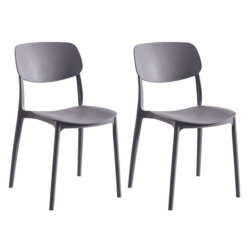 Contemporary Stackable Chair Dining Open Back Armless Chairs with Plastic Legs Grey 2 Piece Set Clearhalo 'Dining Chairs' 'Dining Tables & Seating' 'dining_chair' 'furn' 'furn_dining_chair' 'Furniture' 'furniture_dining_chair' 'Kitchen & Dining Furniture' 4746137