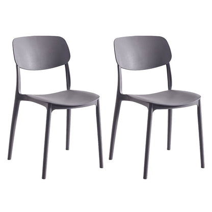 Contemporary Stackable Chair Dining Open Back Armless Chairs with Plastic Legs Grey 2 Piece Set Clearhalo 'Dining Chairs' 'Dining Tables & Seating' 'dining_chair' 'furn' 'furn_dining_chair' 'Furniture' 'furniture_dining_chair' 'Kitchen & Dining Furniture' 4746137