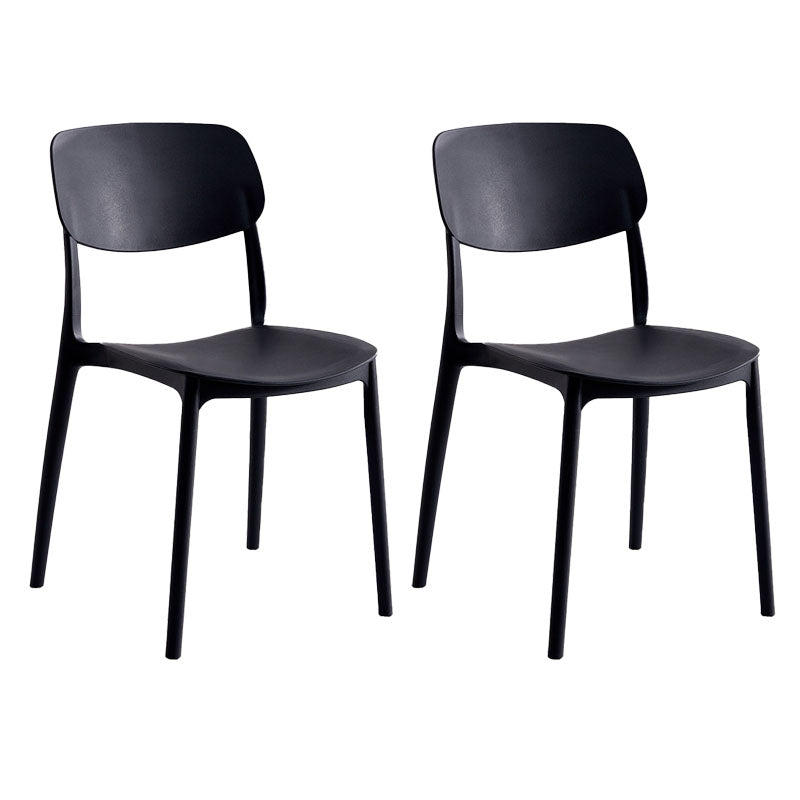 Contemporary Stackable Chair Dining Open Back Armless Chairs with Plastic Legs Black 2 Piece Set Clearhalo 'Dining Chairs' 'Dining Tables & Seating' 'dining_chair' 'furn' 'furn_dining_chair' 'Furniture' 'furniture_dining_chair' 'Kitchen & Dining Furniture' 4746142