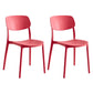 Contemporary Stackable Chair Dining Open Back Armless Chairs with Plastic Legs Red 2 Piece Set Clearhalo 'Dining Chairs' 'Dining Tables & Seating' 'dining_chair' 'furn' 'furn_dining_chair' 'Furniture' 'furniture_dining_chair' 'Kitchen & Dining Furniture' 4746144