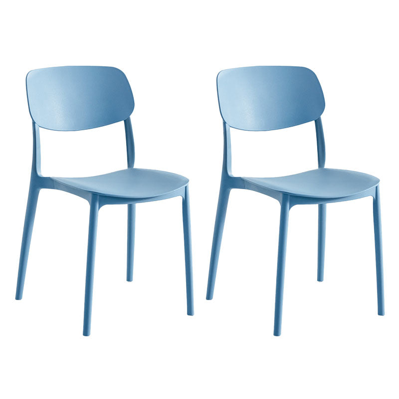 Contemporary Stackable Chair Dining Open Back Armless Chairs with Plastic Legs Light Blue 2 Piece Set Clearhalo 'Dining Chairs' 'Dining Tables & Seating' 'dining_chair' 'furn' 'furn_dining_chair' 'Furniture' 'furniture_dining_chair' 'Kitchen & Dining Furniture' 4746146