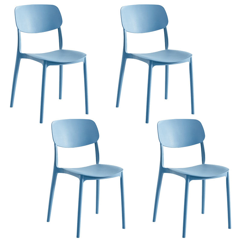 Contemporary Stackable Chair Dining Open Back Armless Chairs with Plastic Legs Light Blue 4 Piece Set Clearhalo 'Dining Chairs' 'Dining Tables & Seating' 'dining_chair' 'furn' 'furn_dining_chair' 'Furniture' 'furniture_dining_chair' 'Kitchen & Dining Furniture' 4746147