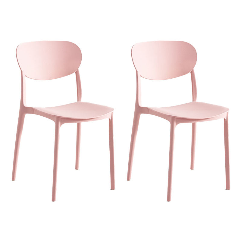 Contemporary Stackable Chair Dining Open Back Armless Chairs with Plastic Legs Rose Bloom 2 Piece Set Clearhalo 'Dining Chairs' 'Dining Tables & Seating' 'dining_chair' 'furn' 'furn_dining_chair' 'Furniture' 'furniture_dining_chair' 'Kitchen & Dining Furniture' 4746148