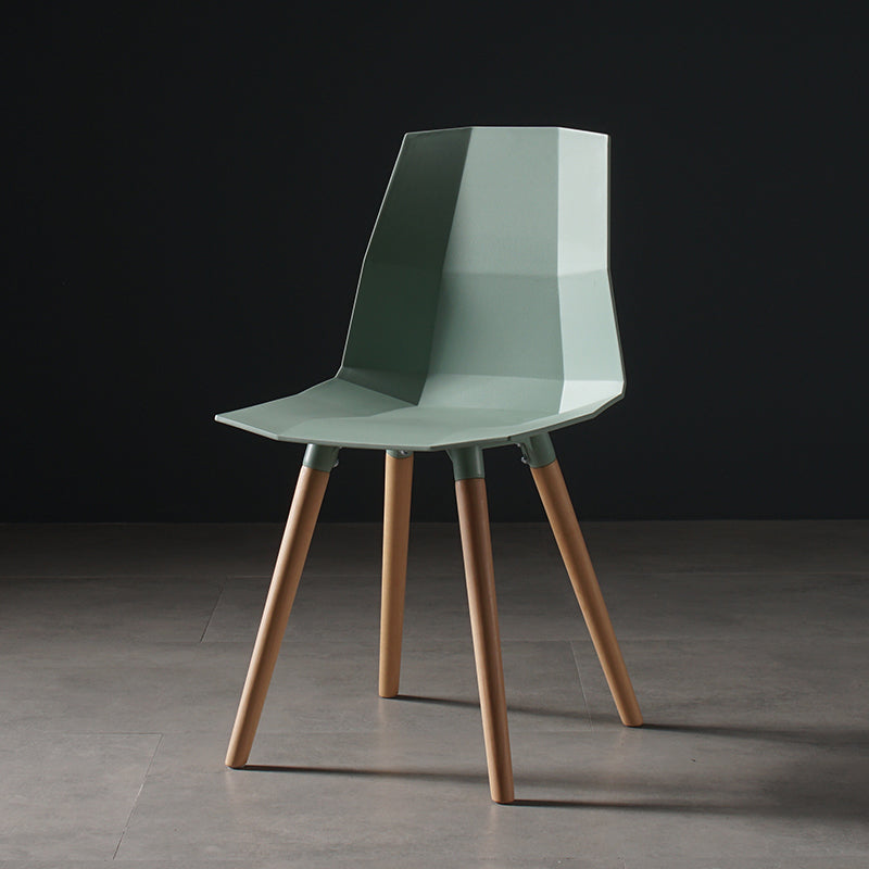 Nordic Design Plastic Dining Armless Chair Solid Back Chair with Wood Legs Green 1 Piece Clearhalo 'Dining Chairs' 'Dining Tables & Seating' 'dining_chair' 'furn' 'furn_dining_chair' 'Furniture' 'furniture_dining_chair' 'Kitchen & Dining Furniture' 4746152