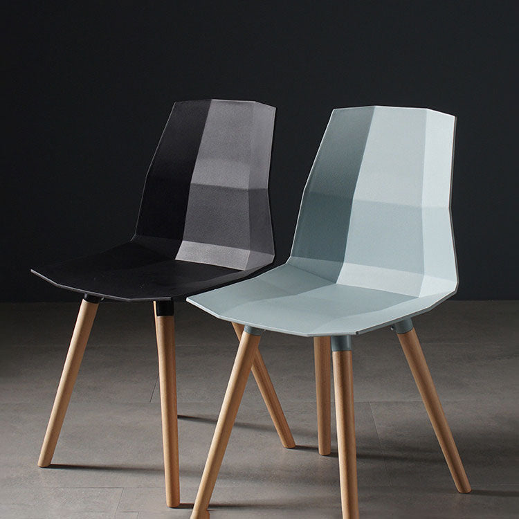 Nordic Design Plastic Dining Armless Chair Solid Back Chair with Wood Legs Clearhalo 'Dining Chairs' 'Dining Tables & Seating' 'dining_chair' 'furn' 'furn_dining_chair' 'Furniture' 'furniture_dining_chair' 'Kitchen & Dining Furniture' 4746154