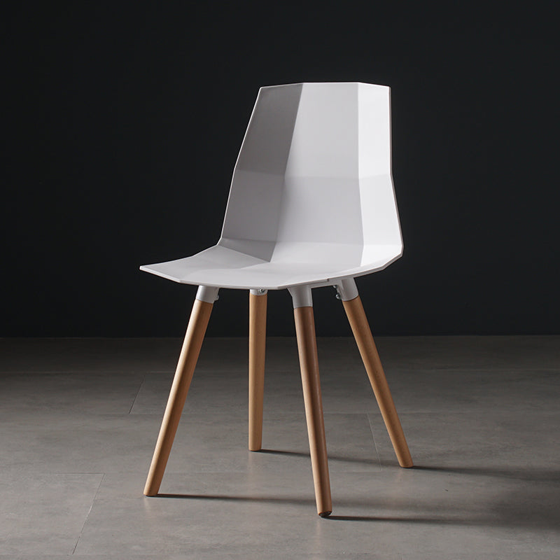 Nordic Design Plastic Dining Armless Chair Solid Back Chair with Wood Legs White 1 Piece Clearhalo 'Dining Chairs' 'Dining Tables & Seating' 'dining_chair' 'furn' 'furn_dining_chair' 'Furniture' 'furniture_dining_chair' 'Kitchen & Dining Furniture' 4746157