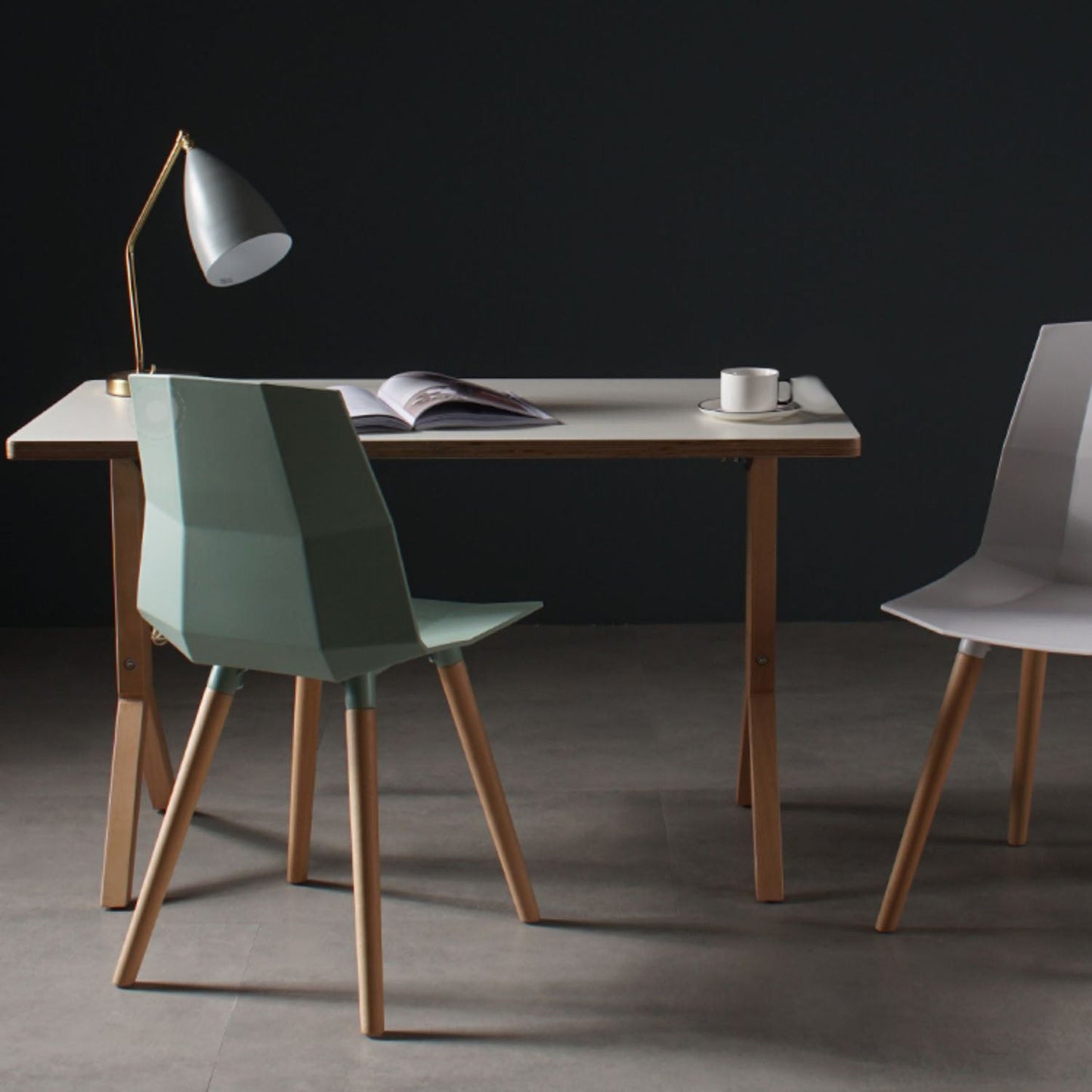 Nordic Design Plastic Dining Armless Chair Solid Back Chair with Wood Legs Clearhalo 'Dining Chairs' 'Dining Tables & Seating' 'dining_chair' 'furn' 'furn_dining_chair' 'Furniture' 'furniture_dining_chair' 'Kitchen & Dining Furniture' 4746158