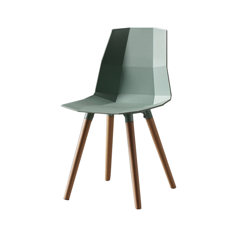 Nordic Design Plastic Dining Armless Chair Solid Back Chair with Wood Legs Clearhalo 'Dining Chairs' 'Dining Tables & Seating' 'dining_chair' 'furn' 'furn_dining_chair' 'Furniture' 'furniture_dining_chair' 'Kitchen & Dining Furniture' 4746159