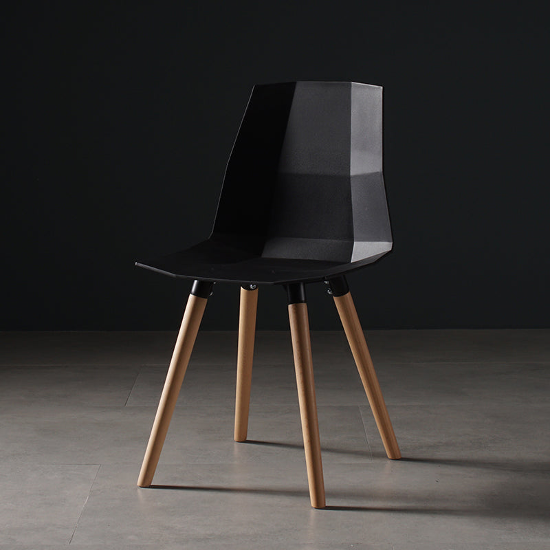Nordic Design Plastic Dining Armless Chair Solid Back Chair with Wood Legs Black 1 Piece Clearhalo 'Dining Chairs' 'Dining Tables & Seating' 'dining_chair' 'furn' 'furn_dining_chair' 'Furniture' 'furniture_dining_chair' 'Kitchen & Dining Furniture' 4746163