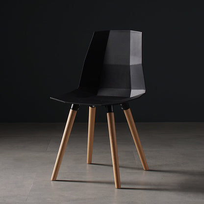 Nordic Design Plastic Dining Armless Chair Solid Back Chair with Wood Legs Black 1 Piece Clearhalo 'Dining Chairs' 'Dining Tables & Seating' 'dining_chair' 'furn' 'furn_dining_chair' 'Furniture' 'furniture_dining_chair' 'Kitchen & Dining Furniture' 4746163
