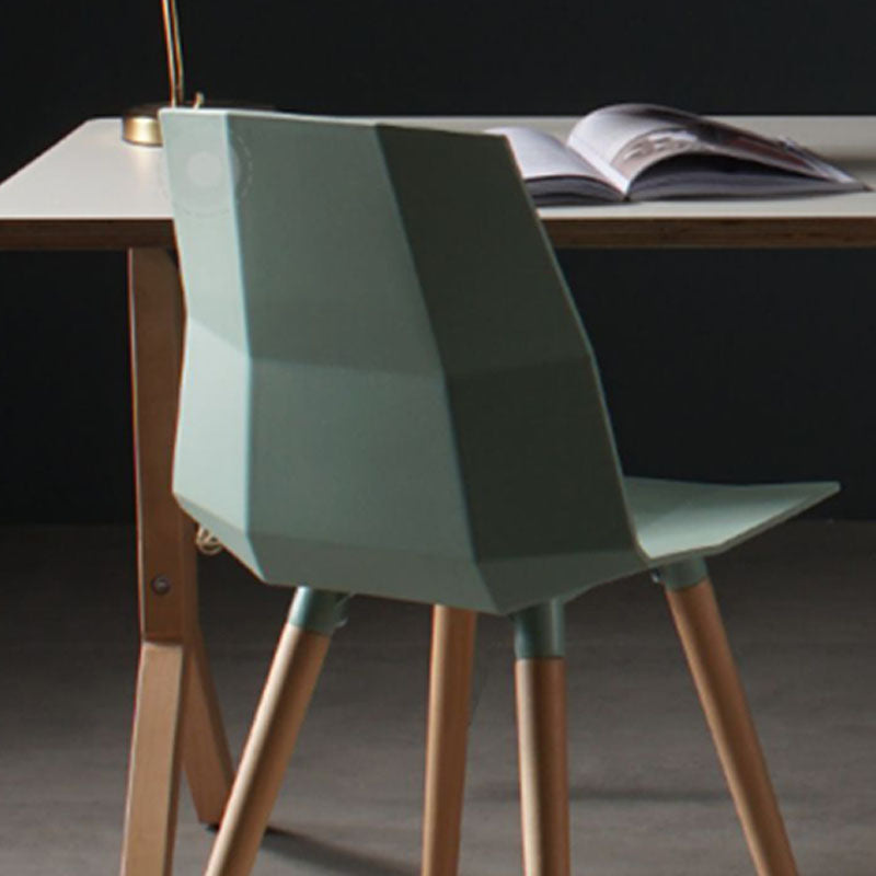 Nordic Design Plastic Dining Armless Chair Solid Back Chair with Wood Legs Clearhalo 'Dining Chairs' 'Dining Tables & Seating' 'dining_chair' 'furn' 'furn_dining_chair' 'Furniture' 'furniture_dining_chair' 'Kitchen & Dining Furniture' 4746168