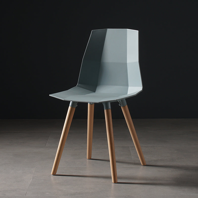 Nordic Design Plastic Dining Armless Chair Solid Back Chair with Wood Legs Sky Blue 1 Piece Clearhalo 'Dining Chairs' 'Dining Tables & Seating' 'dining_chair' 'furn' 'furn_dining_chair' 'Furniture' 'furniture_dining_chair' 'Kitchen & Dining Furniture' 4746169