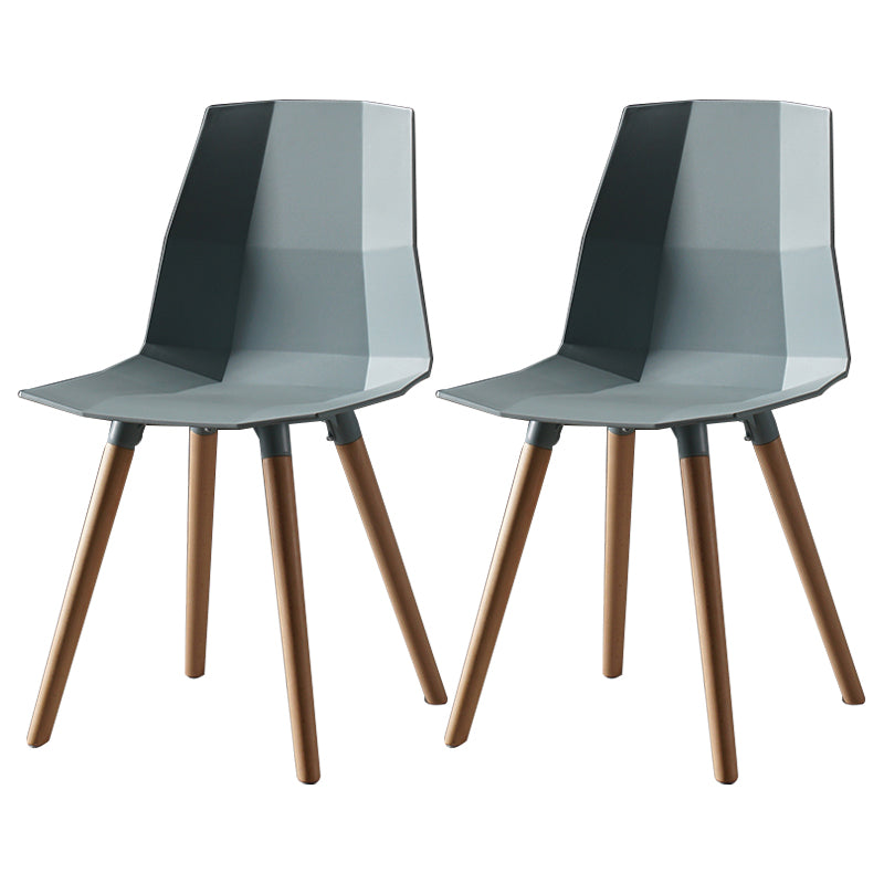 Nordic Design Plastic Dining Armless Chair Solid Back Chair with Wood Legs Sky Blue 2 Piece Set Clearhalo 'Dining Chairs' 'Dining Tables & Seating' 'dining_chair' 'furn' 'furn_dining_chair' 'Furniture' 'furniture_dining_chair' 'Kitchen & Dining Furniture' 4746171