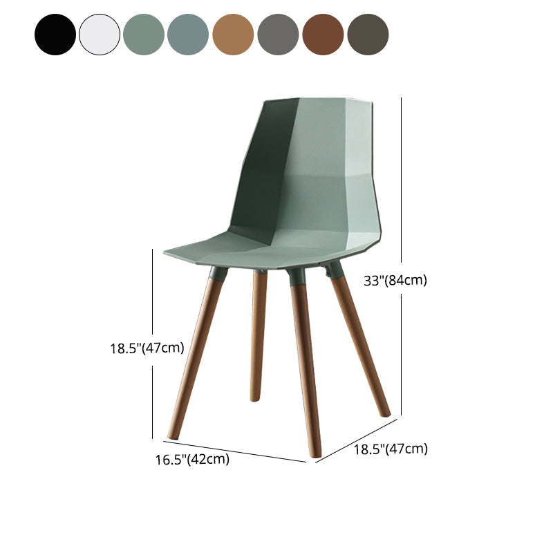 Nordic Design Plastic Dining Armless Chair Solid Back Chair with Wood Legs Clearhalo 'Dining Chairs' 'Dining Tables & Seating' 'dining_chair' 'furn' 'furn_dining_chair' 'Furniture' 'furniture_dining_chair' 'Kitchen & Dining Furniture' 4746174