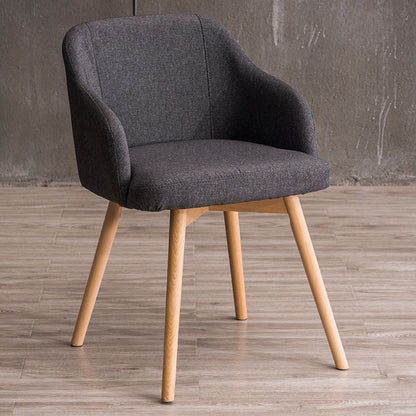 Scandinavian Upholstered Home Arm Chair Solid Back Matte Finish Dining Chair Dark Gray 1 Piece Clearhalo 'Dining Chairs' 'Dining Tables & Seating' 'dining_chair' 'Furniture' 'furniture_dining_chair' 'Kitchen & Dining Furniture' 4746176
