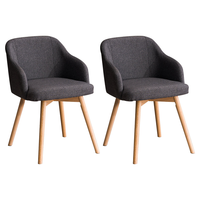 Scandinavian Upholstered Home Arm Chair Solid Back Matte Finish Dining Chair Dark Gray Set of 2 Clearhalo 'Dining Chairs' 'Dining Tables & Seating' 'dining_chair' 'Furniture' 'furniture_dining_chair' 'Kitchen & Dining Furniture' 4746177