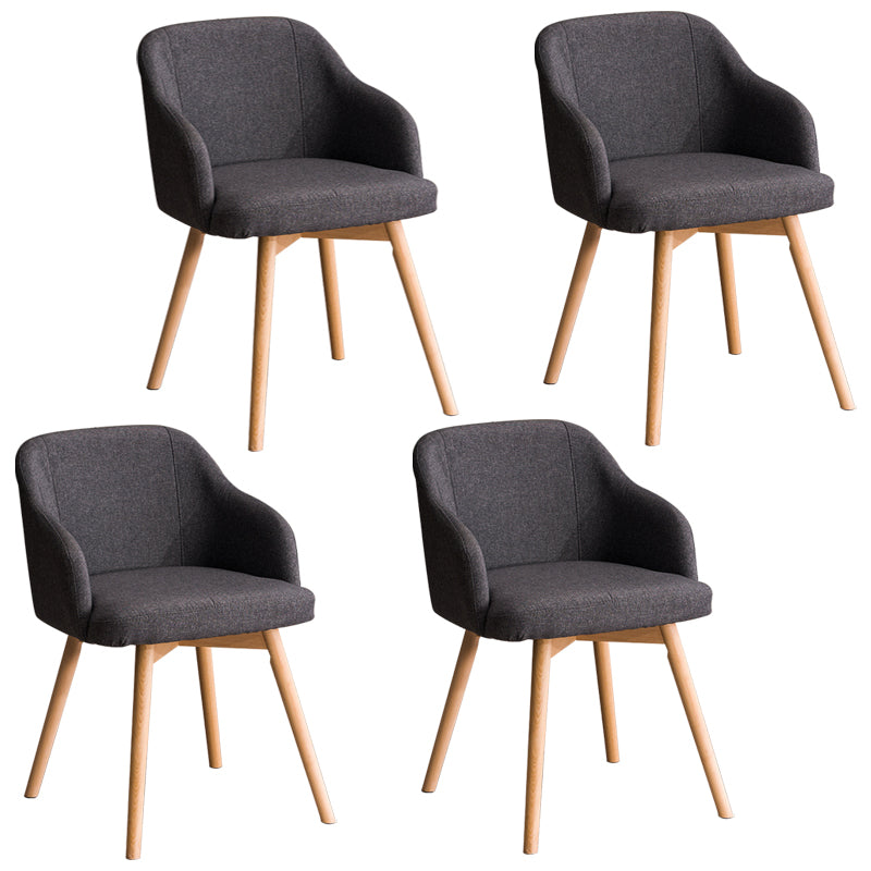 Scandinavian Upholstered Home Arm Chair Solid Back Matte Finish Dining Chair Dark Gray Set of 4 Clearhalo 'Dining Chairs' 'Dining Tables & Seating' 'dining_chair' 'Furniture' 'furniture_dining_chair' 'Kitchen & Dining Furniture' 4746180