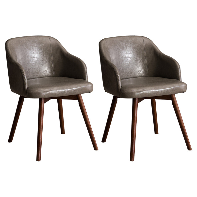 Scandinavian Upholstered Home Arm Chair Solid Back Matte Finish Dining Chair Light Gray Set of 2 Clearhalo 'Dining Chairs' 'Dining Tables & Seating' 'dining_chair' 'Furniture' 'furniture_dining_chair' 'Kitchen & Dining Furniture' 4746184