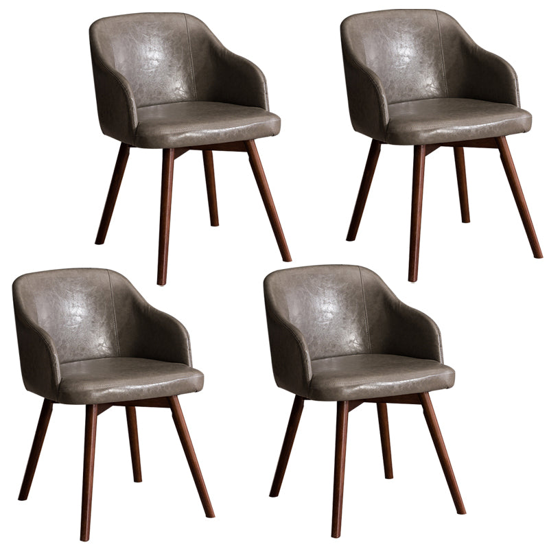 Scandinavian Upholstered Home Arm Chair Solid Back Matte Finish Dining Chair Light Gray Set of 4 Clearhalo 'Dining Chairs' 'Dining Tables & Seating' 'dining_chair' 'Furniture' 'furniture_dining_chair' 'Kitchen & Dining Furniture' 4746186