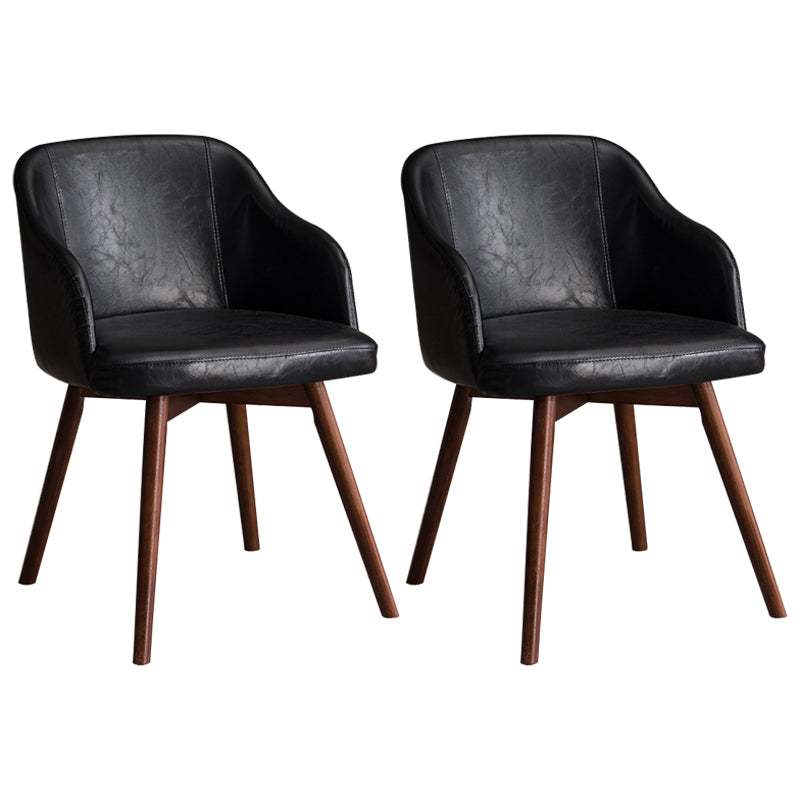 Scandinavian Upholstered Home Arm Chair Solid Back Matte Finish Dining Chair Black Set of 2 Clearhalo 'Dining Chairs' 'Dining Tables & Seating' 'dining_chair' 'Furniture' 'furniture_dining_chair' 'Kitchen & Dining Furniture' 4746190