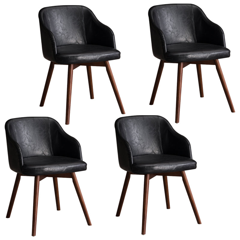 Scandinavian Upholstered Home Arm Chair Solid Back Matte Finish Dining Chair Black Set of 4 Clearhalo 'Dining Chairs' 'Dining Tables & Seating' 'dining_chair' 'Furniture' 'furniture_dining_chair' 'Kitchen & Dining Furniture' 4746191