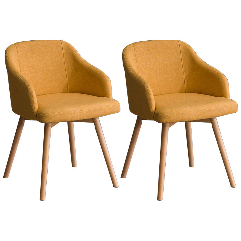 Scandinavian Upholstered Home Arm Chair Solid Back Matte Finish Dining Chair Yellow Set of 2 Clearhalo 'Dining Chairs' 'Dining Tables & Seating' 'dining_chair' 'Furniture' 'furniture_dining_chair' 'Kitchen & Dining Furniture' 4746194