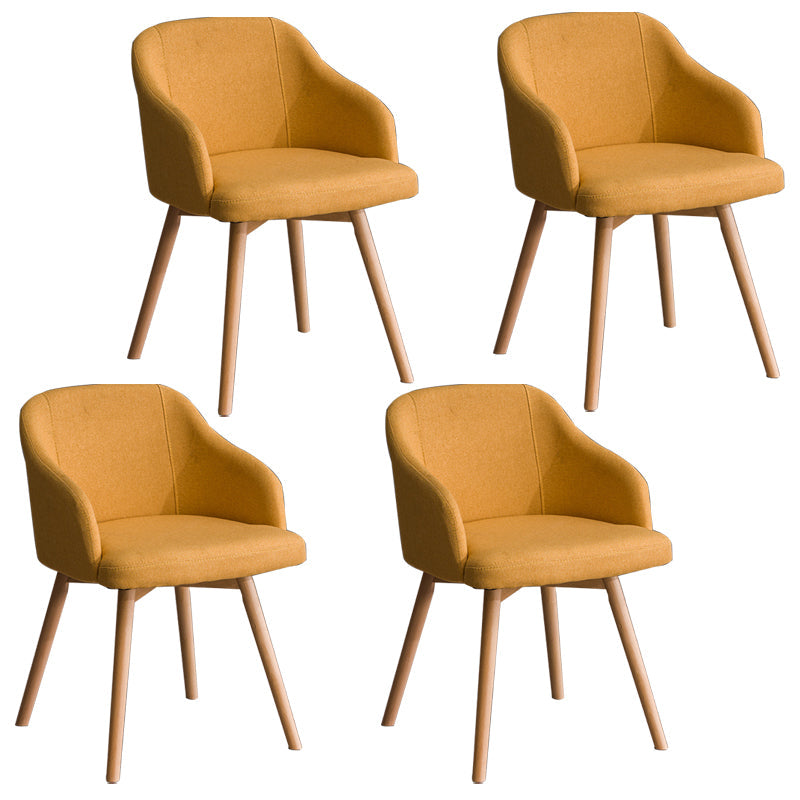 Scandinavian Upholstered Home Arm Chair Solid Back Matte Finish Dining Chair Yellow Set of 4 Clearhalo 'Dining Chairs' 'Dining Tables & Seating' 'dining_chair' 'Furniture' 'furniture_dining_chair' 'Kitchen & Dining Furniture' 4746195