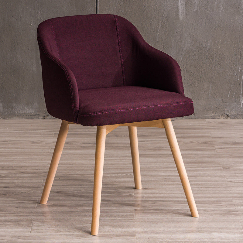 Scandinavian Upholstered Home Arm Chair Solid Back Matte Finish Dining Chair Dark Purple 1 Piece Clearhalo 'Dining Chairs' 'Dining Tables & Seating' 'dining_chair' 'Furniture' 'furniture_dining_chair' 'Kitchen & Dining Furniture' 4746202