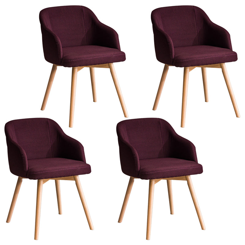 Scandinavian Upholstered Home Arm Chair Solid Back Matte Finish Dining Chair Dark Purple Set of 4 Clearhalo 'Dining Chairs' 'Dining Tables & Seating' 'dining_chair' 'Furniture' 'furniture_dining_chair' 'Kitchen & Dining Furniture' 4746204