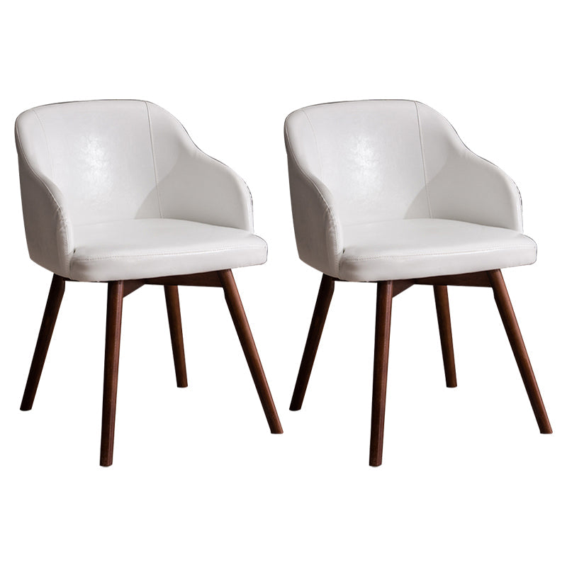 Scandinavian Upholstered Home Arm Chair Solid Back Matte Finish Dining Chair White Set of 2 Clearhalo 'Dining Chairs' 'Dining Tables & Seating' 'dining_chair' 'Furniture' 'furniture_dining_chair' 'Kitchen & Dining Furniture' 4746206