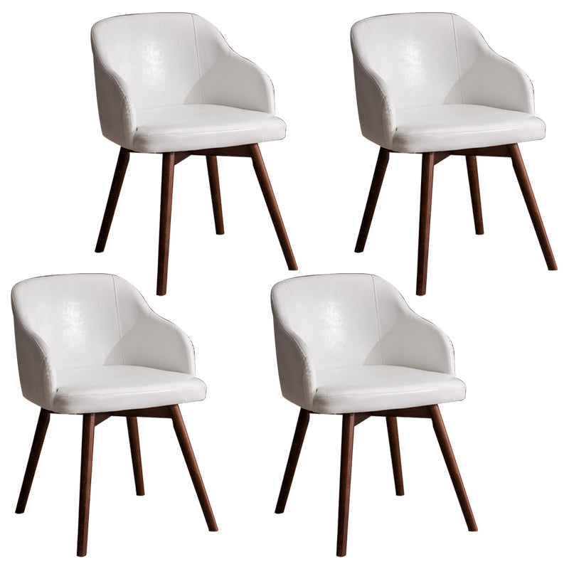 Scandinavian Upholstered Home Arm Chair Solid Back Matte Finish Dining Chair White Set of 4 Clearhalo 'Dining Chairs' 'Dining Tables & Seating' 'dining_chair' 'Furniture' 'furniture_dining_chair' 'Kitchen & Dining Furniture' 4746207