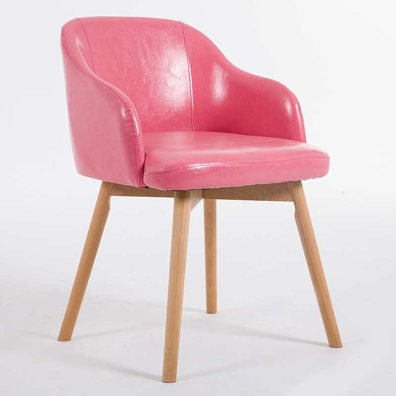 Scandinavian Upholstered Home Arm Chair Solid Back Matte Finish Dining Chair Pinkish Red 1 Piece Clearhalo 'Dining Chairs' 'Dining Tables & Seating' 'dining_chair' 'Furniture' 'furniture_dining_chair' 'Kitchen & Dining Furniture' 4746208