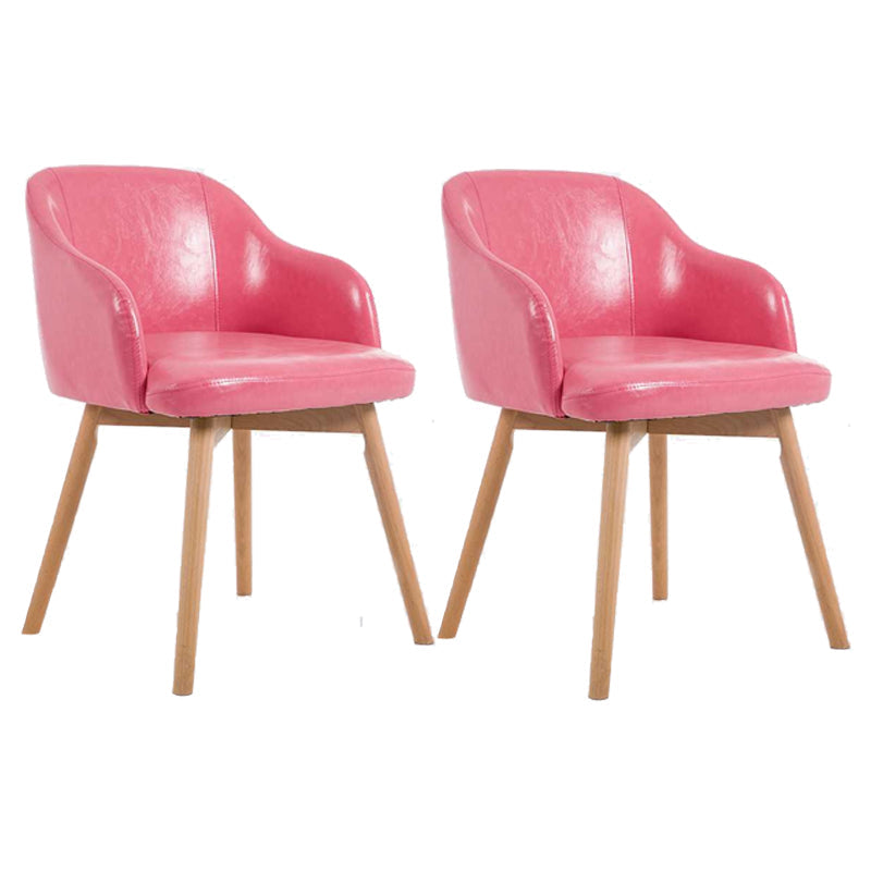 Scandinavian Upholstered Home Arm Chair Solid Back Matte Finish Dining Chair Pinkish Red Set of 2 Clearhalo 'Dining Chairs' 'Dining Tables & Seating' 'dining_chair' 'Furniture' 'furniture_dining_chair' 'Kitchen & Dining Furniture' 4746209