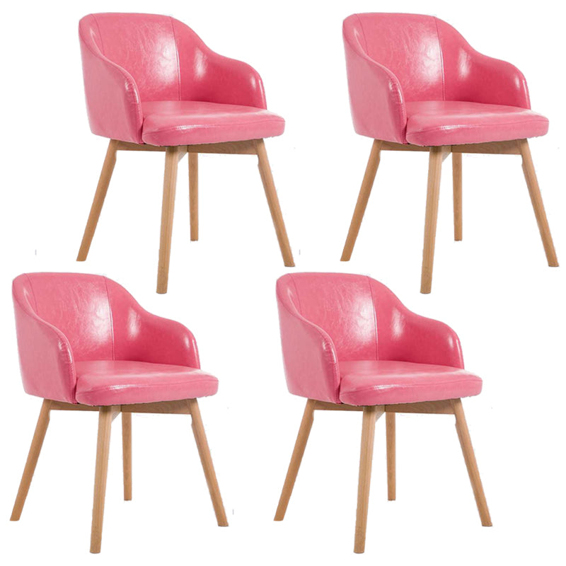 Scandinavian Upholstered Home Arm Chair Solid Back Matte Finish Dining Chair Pinkish Red Set of 4 Clearhalo 'Dining Chairs' 'Dining Tables & Seating' 'dining_chair' 'Furniture' 'furniture_dining_chair' 'Kitchen & Dining Furniture' 4746210