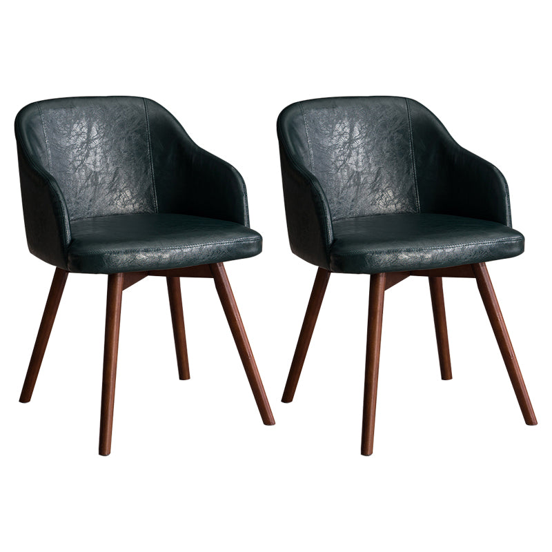 Scandinavian Upholstered Home Arm Chair Solid Back Matte Finish Dining Chair Blackish Green Set of 2 Clearhalo 'Dining Chairs' 'Dining Tables & Seating' 'dining_chair' 'Furniture' 'furniture_dining_chair' 'Kitchen & Dining Furniture' 4746218