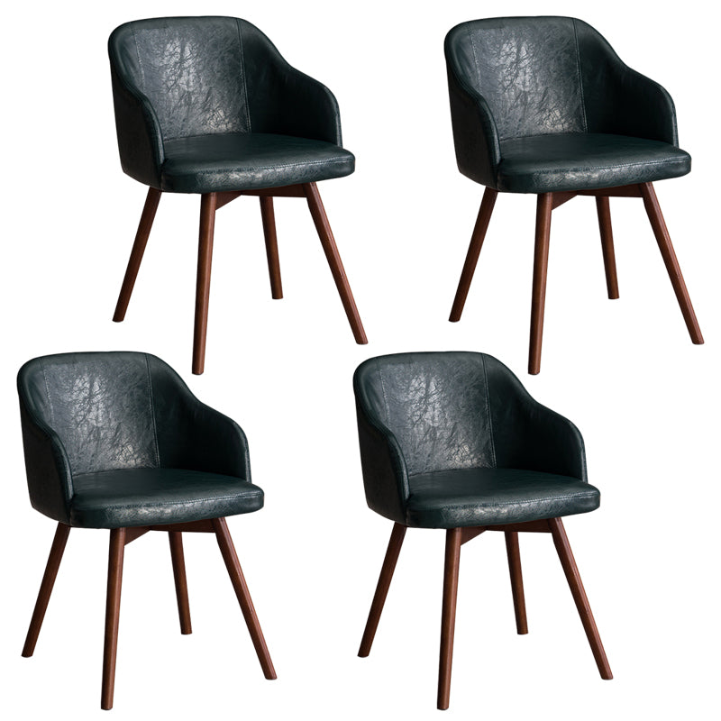 Scandinavian Upholstered Home Arm Chair Solid Back Matte Finish Dining Chair Blackish Green Set of 4 Clearhalo 'Dining Chairs' 'Dining Tables & Seating' 'dining_chair' 'Furniture' 'furniture_dining_chair' 'Kitchen & Dining Furniture' 4746219