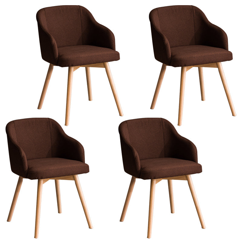 Scandinavian Upholstered Home Arm Chair Solid Back Matte Finish Dining Chair Coffee Set of 4 Clearhalo 'Dining Chairs' 'Dining Tables & Seating' 'dining_chair' 'Furniture' 'furniture_dining_chair' 'Kitchen & Dining Furniture' 4746222